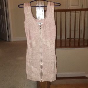 Blush pink with gold sparkle mini dress